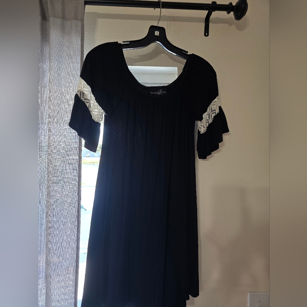 Chic Black Dress with Lace Accents